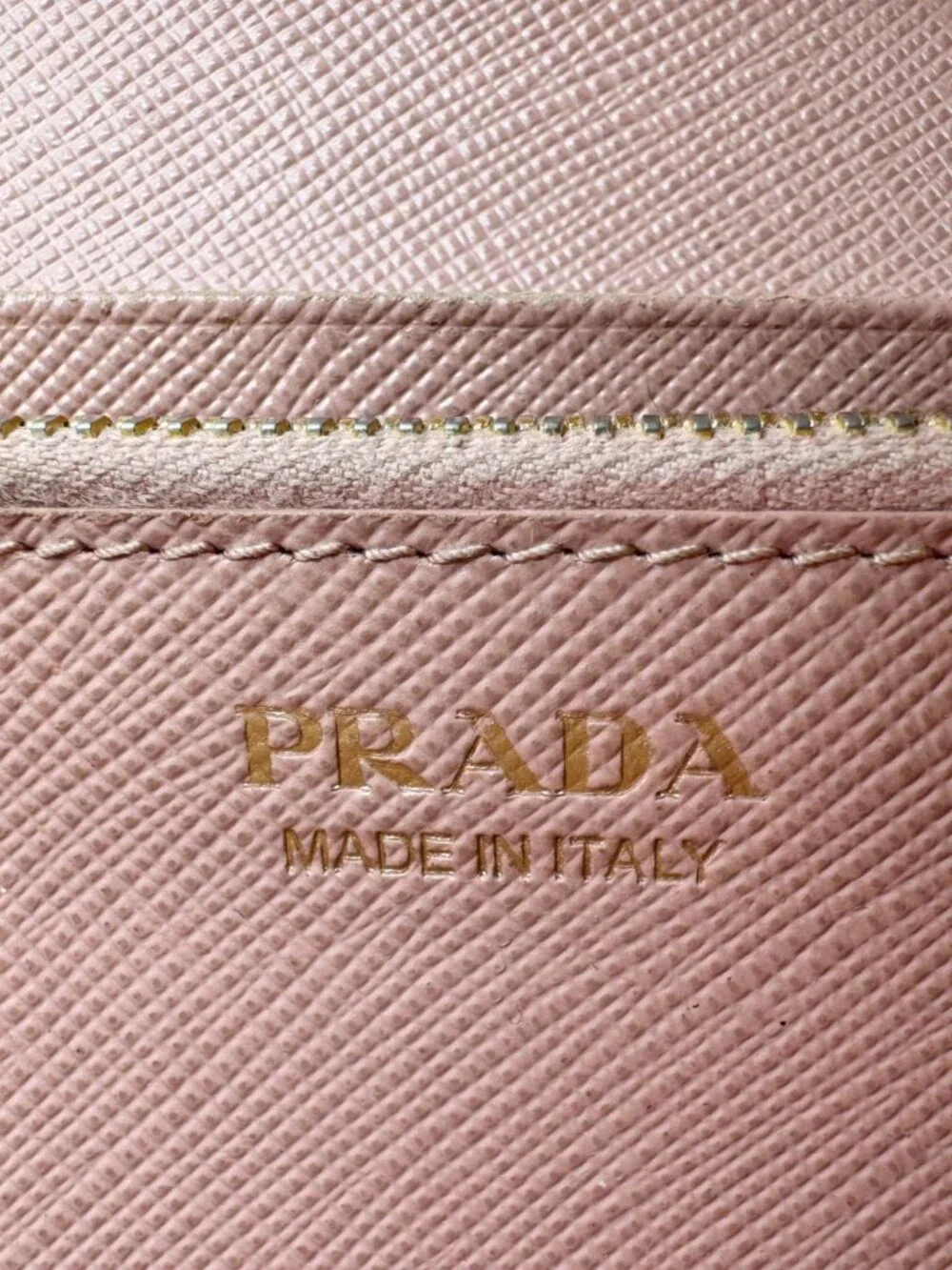 Prada  Metal Bar Continental Flap Saffiano Leather Wallet Pink